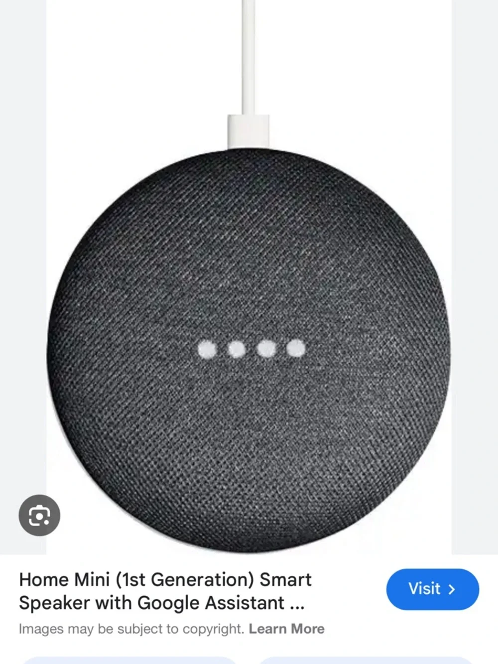 Google Home Mini Smart Speaker - Charcoal Black